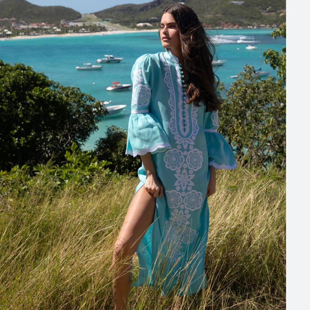 ASHA - Celine Kaftan Turquoise - Size Medium